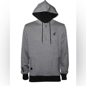 Kangol Quarter Zip Hoodie Men's Long Sleeve Gray Lightweight Casual Size Small